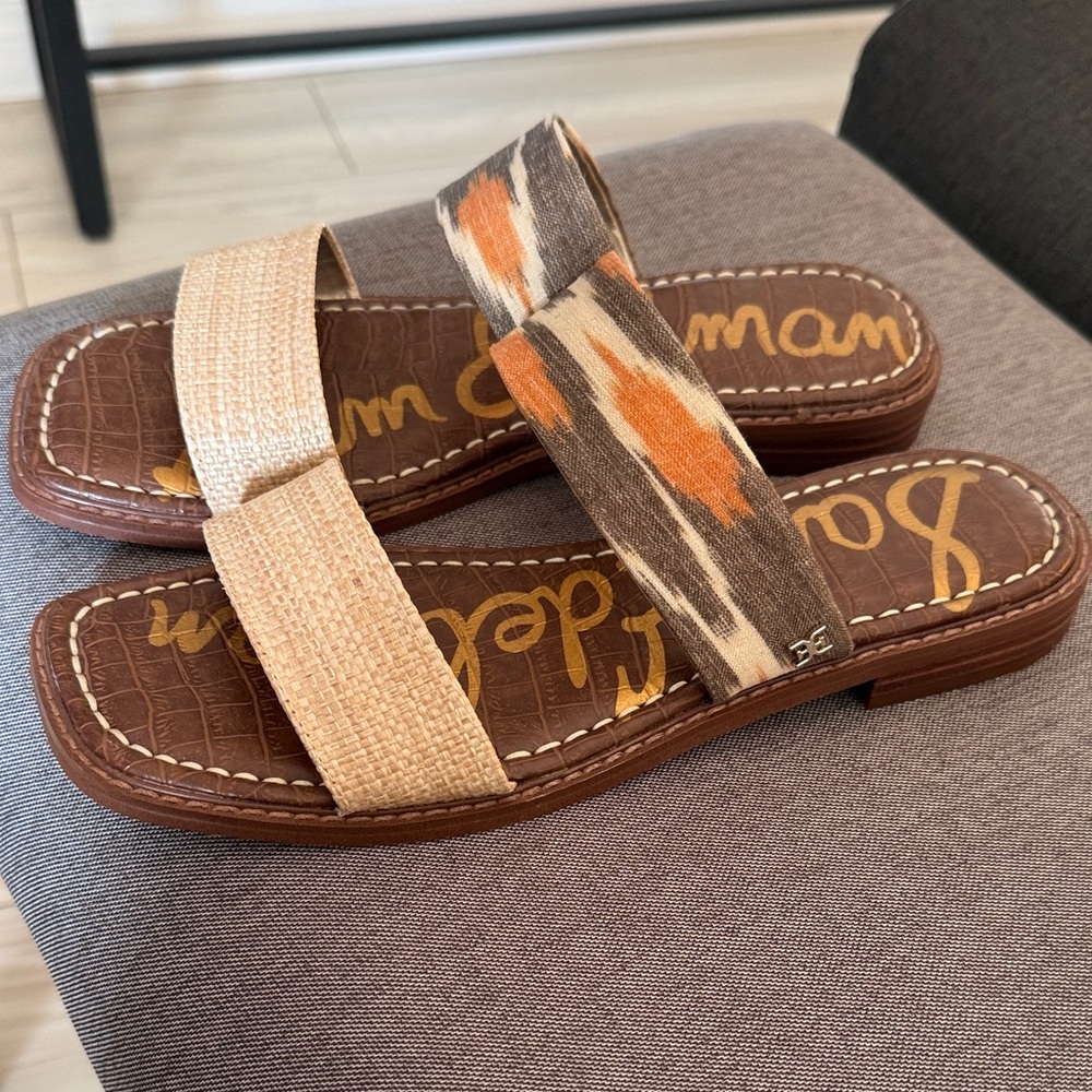 Sam Edelman Beige and Brown Patterned Sandals